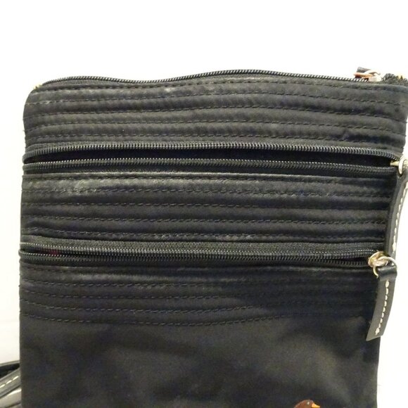 Dooney & Bourke Black Triple Zip Crossbody Purse Solid Logo Leather Strap - Picture 4 of 6
